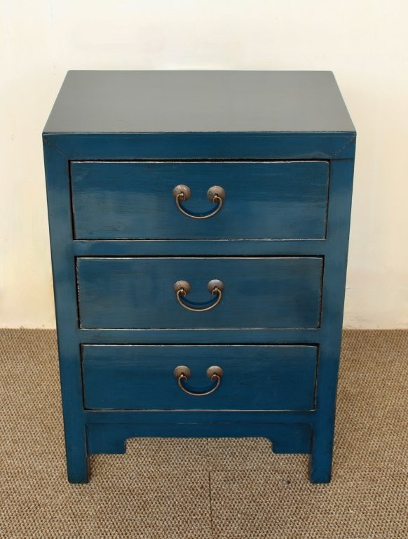 BLUE 3 DRAWER BEDSIDE  71X50X35CM